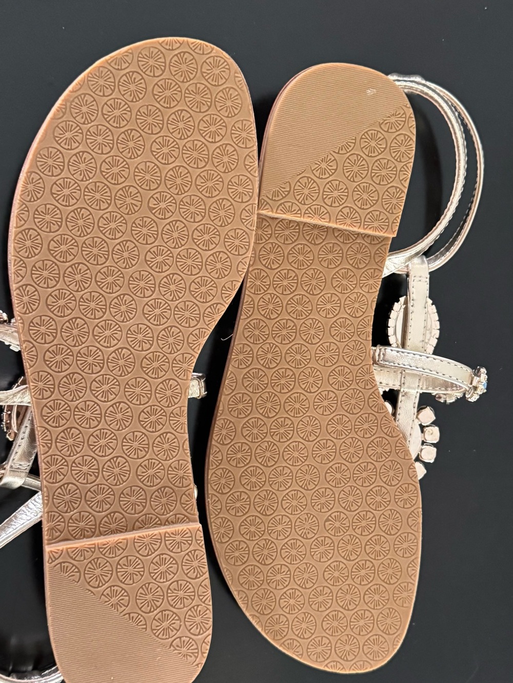 Lilly Pulitzer Katie Embellished Bermuda Blue/Gold Leather Sandals Sz 7 1/2 - Picture 5 of 8